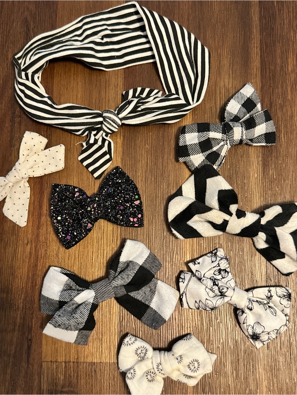 Black & White Boutique Bow Hair Set - Girls Hair Accessories Lot Bundle